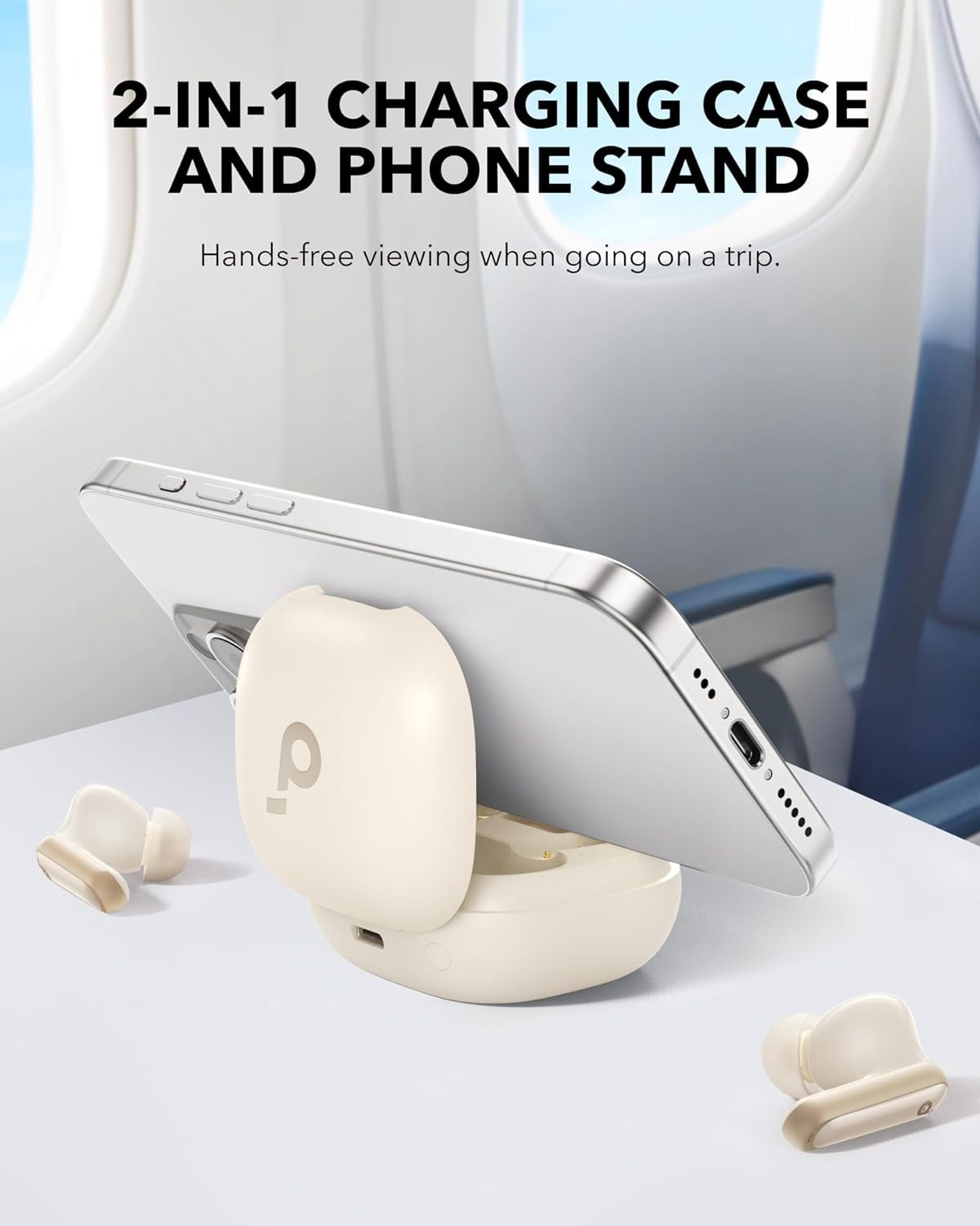 Soundcore P40i Noise Cancelling Wireless Earbuds, Adaptive ANC, 60H Playtime, Heavy Bass, 2-in-1 Case Phone Stand, IPX5, Wireless Charging, Bluetooth 5.3