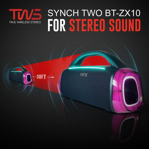 QFX BT-ZX10 Rugged Bluetooth Stereo Boombox Speaker