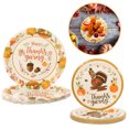 thumbnail image 3 of 32pcs Thanksgiving Party Plates Dinnerware Disposable Round Dessert Plates, 3 of 9