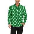 thumbnail image 1 of Camisa de Hombre INSPIRE CHIC con Patrón de Lunares, Cuello de Punta, Manga Larga, Botones, 46 Verde Oscuro, 1 of 7