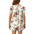 thumbnail image 4 of Rollbacks & More Viikei Women's Summer 2 Piece Outfits Lounge Sets,Women Casual Round Neck Print Short Sleeve Blouse Fashion Pants Pajamas Suit Beige S, 4 of 6