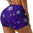 thumbnail image 2 of Kdxio Dark Purple Snowflakes Print Workout Shorts for Women Seamless Soft Smooth Gym Yoga Scrunch Active Shorts, 2 of 5