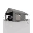 thumbnail image 2 of 12x20 ft Carport, Car Port with 200 g PE Tarp, Roll-Up Doors, and 4 Windows, for Full-Size Pickups, Bass Boats, Tractors, and SUVs, Gray, 2 of 7