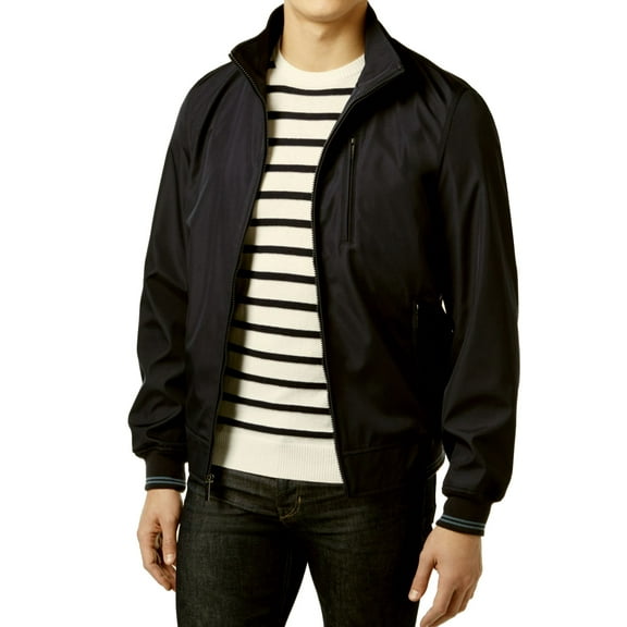 Perry Ellis NEW Jet Black Mens Size 3XT Zip-Pockets Bomber Jacket