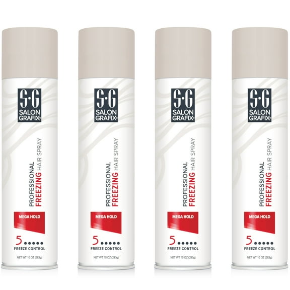 4 Pack Salon Grafix Mega Hold Professional Freezing Hair Spray, 10 Ounces Each