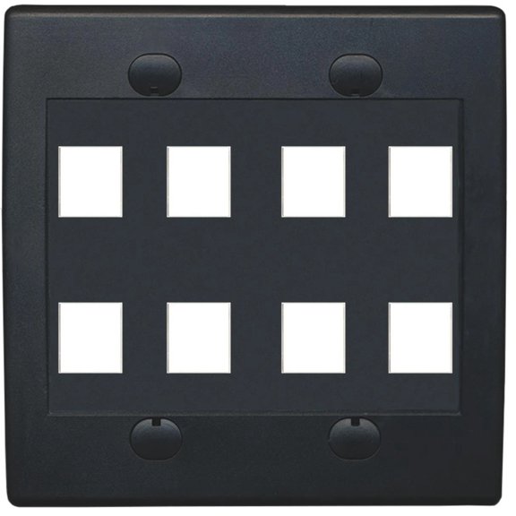 Ultra Spec Cables Black Custom Wall Plate with up to 8 Keystone Ports