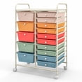 thumbnail image 7 of 15 Drawer Rolling Storage Cart, Drawer Organizer with Wheels, Scrapbook Paper Office School Organizer,Deep Multicolor, 7 of 7
