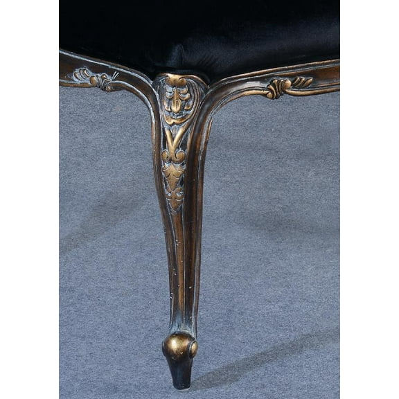 French Rococo Style Black Velvet Settee