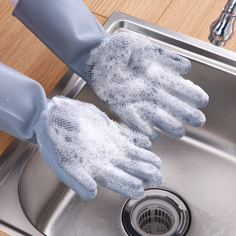 Surubping Multipurpose Silicone Dish Gloves Reusable Heat Resistant Scrubbing ...