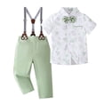 thumbnail image 3 of mgoYE Toddler Baby Boy Clothes Suit Gentleman Wedding Outfits 18 24 Month 3t 4t 5t, Formal Dress Shirt with Bowtie + Suspender Pants Size 12-18M, 3 of 9