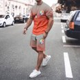 thumbnail image 2 of toraway Ensemble Mode Pantalon Homme 2 Pcs Tenues Mode Été Manches Courtes Col Rond Sport Décontracté Dégradé T-Shirt Manches Courtes TG, 2 of 4