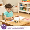 thumbnail image 2 of Melissa & Doug Deluxe Happy Handle Stamp Set With 10 Stamps, 5 Colored Pencils, and 6-Color Washable Ink Pad, 2 of 9