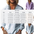 thumbnail image 3 of Snorda Long Sleeve Shirts for Men Linen Boho Printed V Neck Pullover Shirts Casual Loose Breathable Blouse for Daily Comfortable Wear, 3 of 5