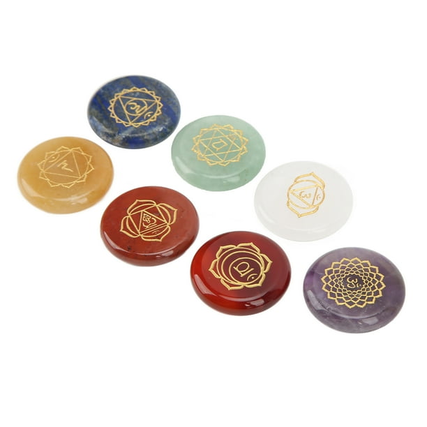 Piedras de chakras, piedra curativa energética de los siete chakras, piedra rúnica del aura, amuleto decorativo