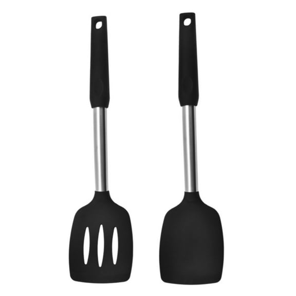 Zmeidao Solid and Slotted Spatula, Heavy Duty Turner Spatula for Cooking, Non-Stick Heat-Resistant Kitchenware for Baking, Flipping Eggs, Pancake, Burgers, Fish, Set of 2