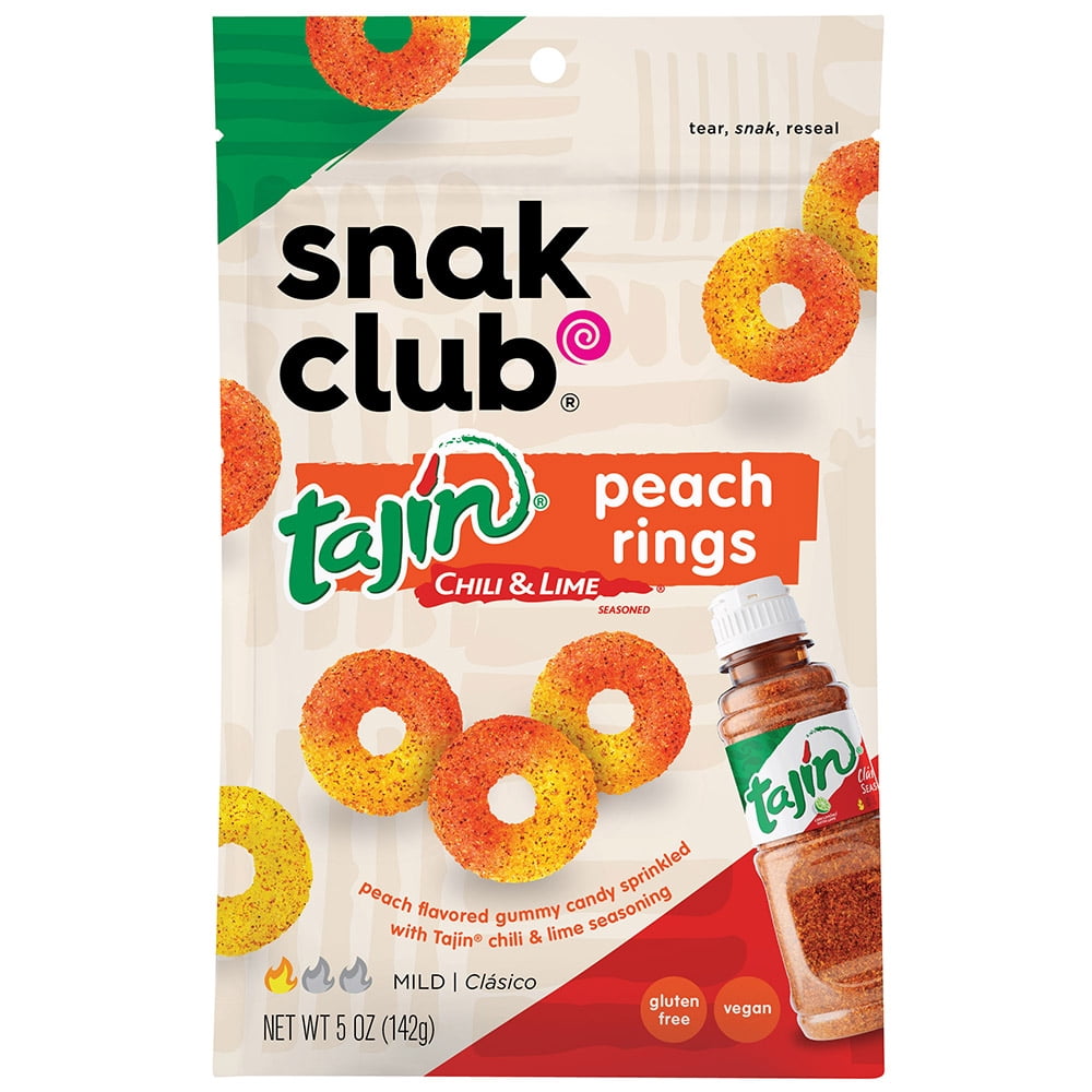 Snak Club 5 Ounce Tajin Peach Rings, 6 Pack