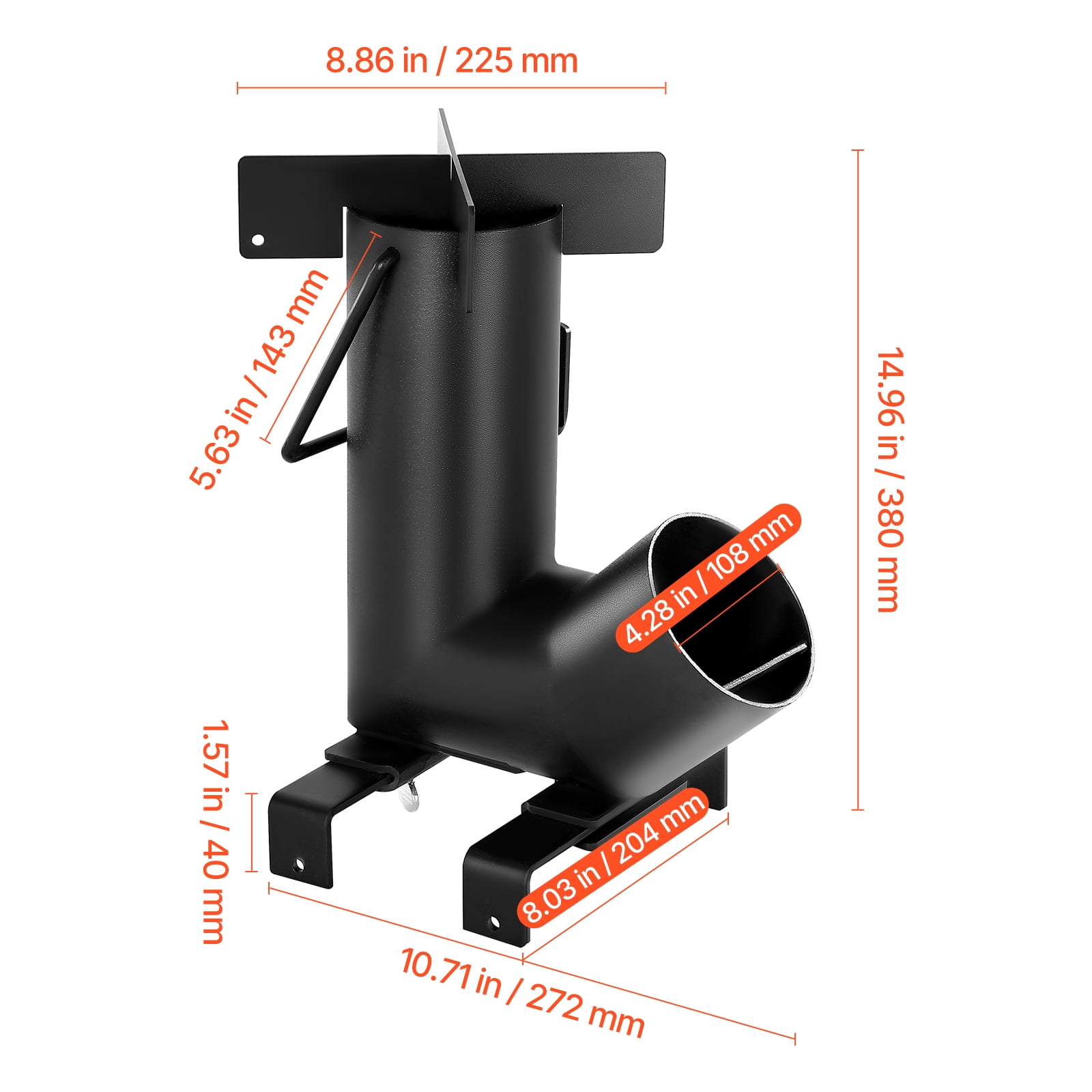 KFFKFF Portable Camping Rocket Stove, Carbon Steel Wood Burning Stove with Carrying Bag for Outdoor Cooking, Backpacking, Heating, and Backyard Use, Burns Wood, Twigs, or Sticks, Black