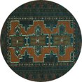 thumbnail image 1 of Ahgly Company Indoor Round Persian Turquoise Blue Traditional Area Rugs, 5' Round, 1 of 4