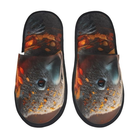 

Fuzoiu Cute Maple Leaf Koala Print Unisex Furry Slippers Plush Indoor Shoes Trendy House Slippers Anti-Skid EVA Sole House Shoes for Home Office and Travel -Medium