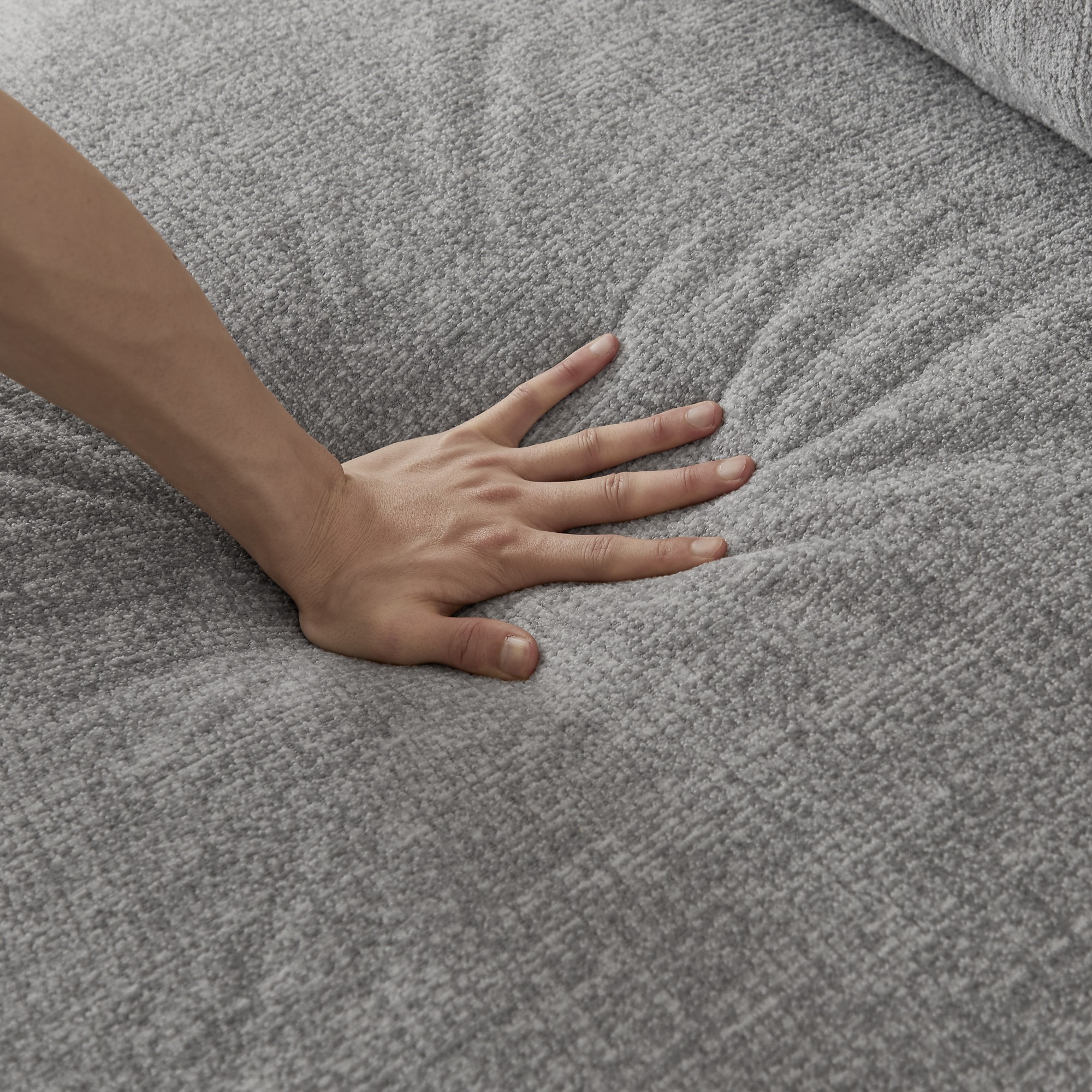 Leumius Modern Oversized 3 Seater Compressed Sofa,Chenille Sofa Couch with Deep Seating Upholstered Sofa for Space-Saving,Living Room,No Assembly,Grey