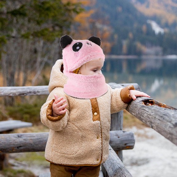 CRILSTYLEO Warm Winter Hooded Scarf with Attached Hat and Cute Animal Ears for Cold Weather