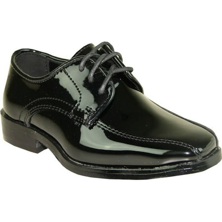 VANGELO Men Tuxedo Shoe TUX-5 Fashion Square Toe for Wedding Formal Event Black Patent