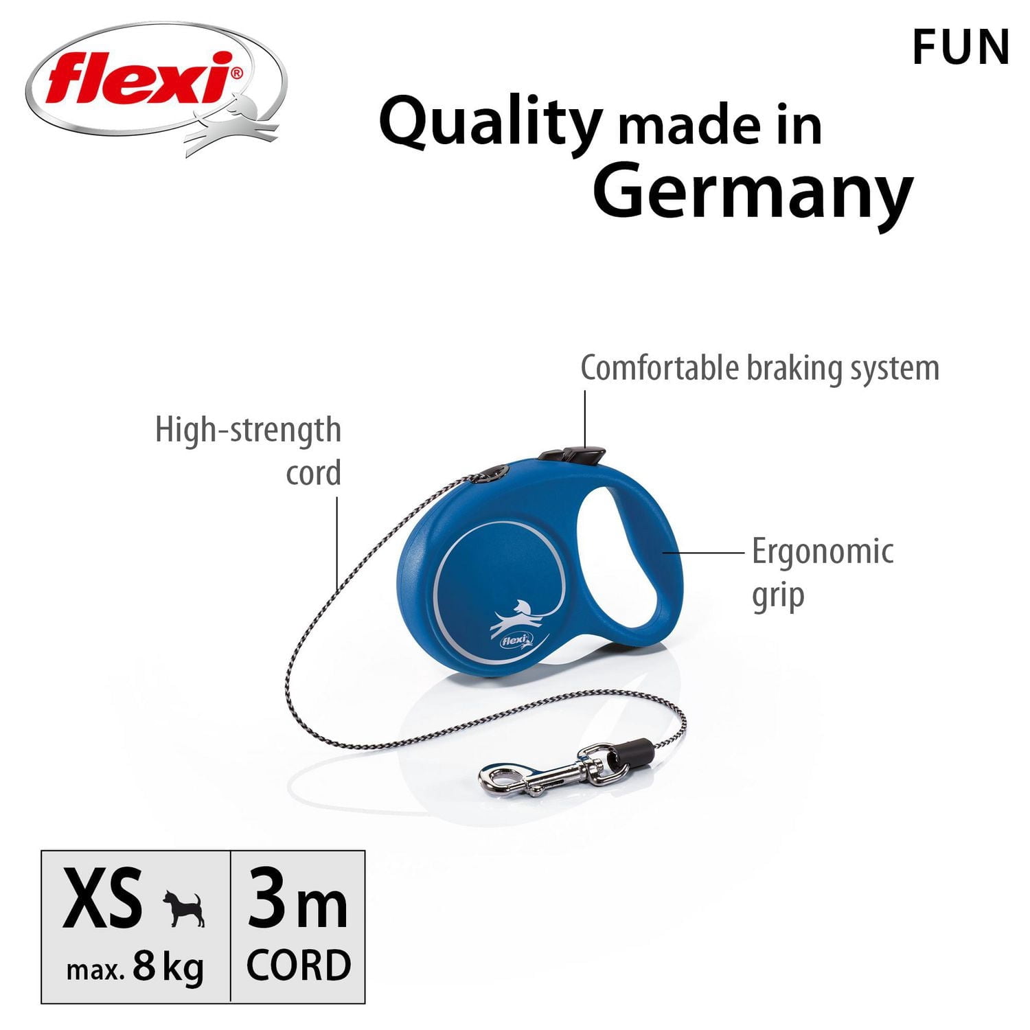 Flexi FUN Extra Small 3m Cord Retractable Dog Leash