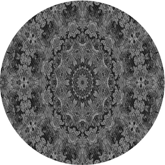 Ahgly Company Machine Washable Indoor Round Transitional Gray Area Rugs, 3' Round
