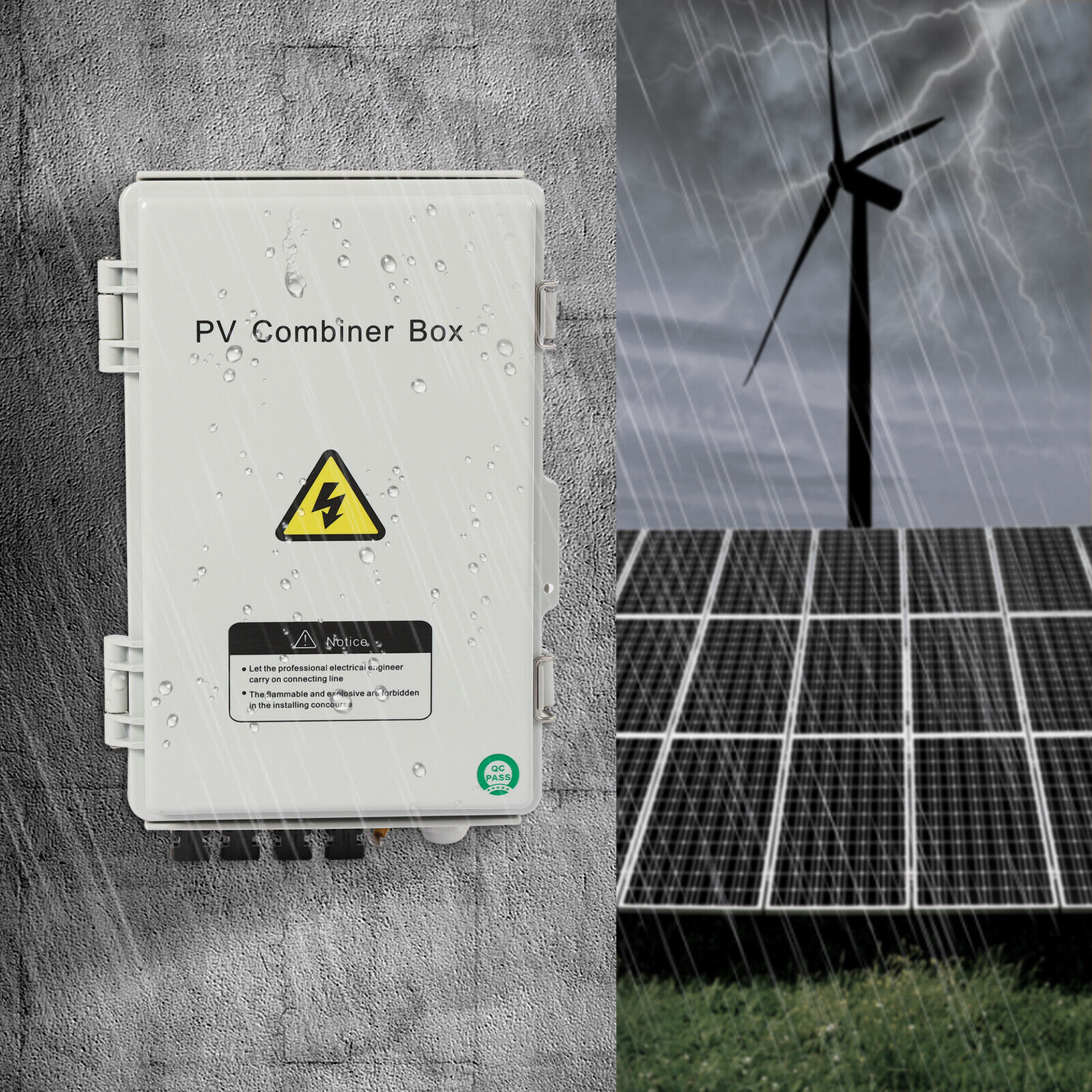 Miumaeov Solar Combiner Box PV Combiner 63A Circuit Breaker 4 String For Solar Panel Kit
