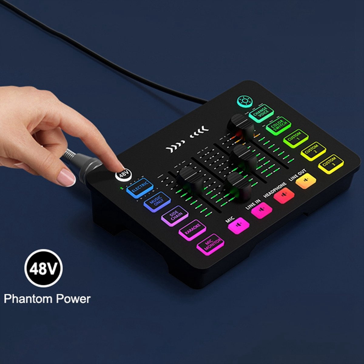 Sound Card Audio Mixer Rechargeable Audio Interface Mixer with XLR Microphone Interface for Podcasting/Recording