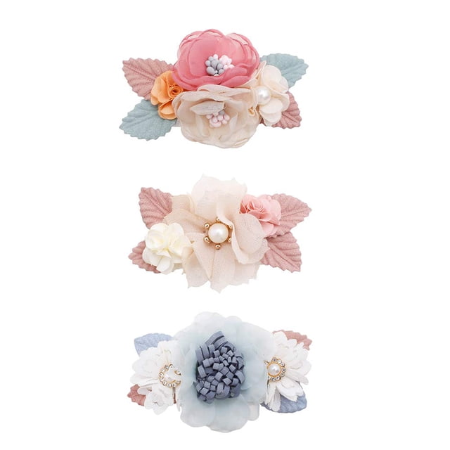 Juego de pinzas para el pelo Cherrboll, 3 piezas, con diseño floral, regalo para bebés y niñas