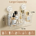 thumbnail image 4 of LUXEAR Shower Caddy Suction Cup, No-Drilling One Second Installation Shower Caddy with 4 Movable Hooks, Waterproof Suction Cup Shower Organizer for Kitchen Bathroom Storage - Transparent, 4 of 9