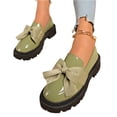 thumbnail image 3 of Willtoo Women's Bow Loafers Slip On Shoes, Cute Platform Loafers with Bowknot, Comfortable Casual Shoes for Office Walking and Daily Wear Army Green, 3 of 6