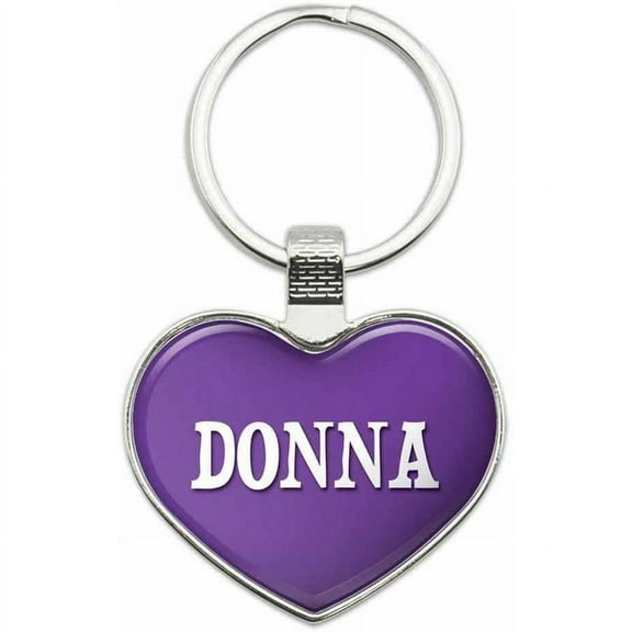 Donna - Names Female Metal Heart Keychain Key Chain Ring, Purple