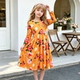 thumbnail image 2 of AmzBarley Girls Maxi Dress Long Sleeve Floral Casual Dresses 12-14 Years Orange Print, 2 of 7