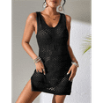 thumbnail image 4 of Womens Swimwear Cover Ups 2025 Summer Crochet Hollow Out Knit Bathing Suit Beach Dresses Black S, 4 of 7