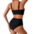 thumbnail image 4 of OSFVNOXV Womens High Waisted Bikini Push Up Bra Ruched Twist Cross Swim Top and High Waisted Hipster Bikini Bottoms, 4 of 9