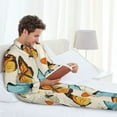 thumbnail image 6 of Salouo Butterflies Print Button-Front Long Sleeve Pajama Set for Men, Soft 2Pjs Men's Long Sleeve Sleepwear-Small, 6 of 7