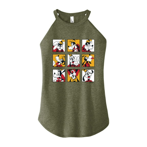 Mickey & Friends - Goofy Grid - Juniors High Neck Tank Top