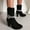 Black, variant on HAOTAGS Womens Suede Mid Calf Boots Buckle Strap Womens Dressy Shoes Black Size 6