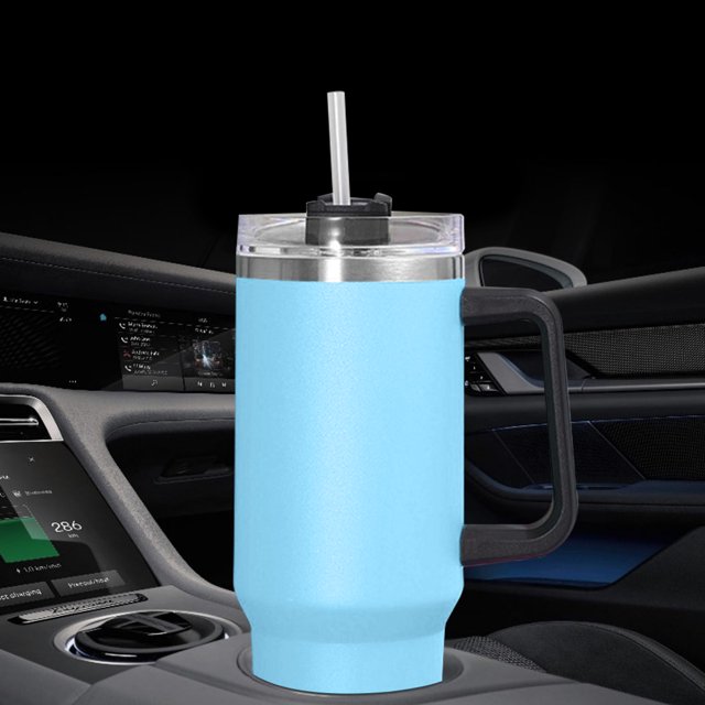 Copa De Aislamiento Taza de café de 40 oz de acero inoxidable a prueba de fugas con asa para viajes al aire libre (azul) Wdftyju Libre de BPA