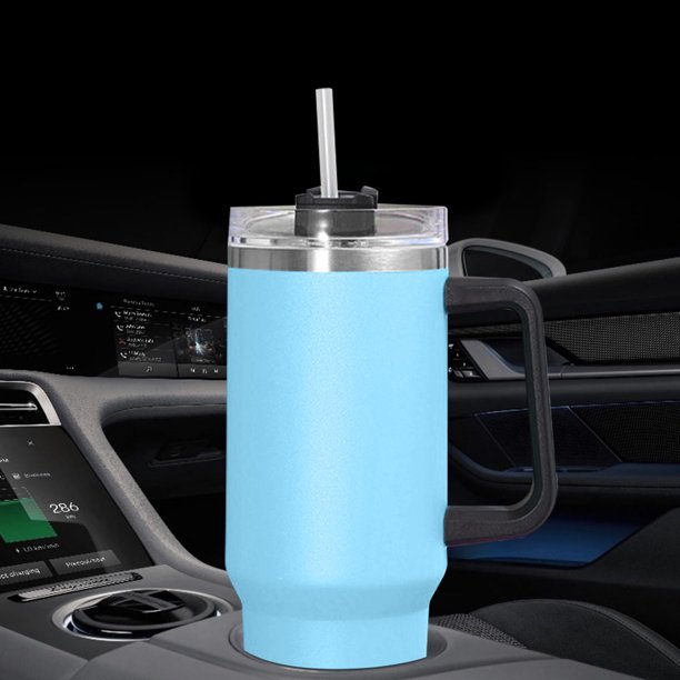 Copa De Aislamiento Taza de café de 40 oz de acero inoxidable a prueba de fugas con asa para viajes al aire libre (azul)