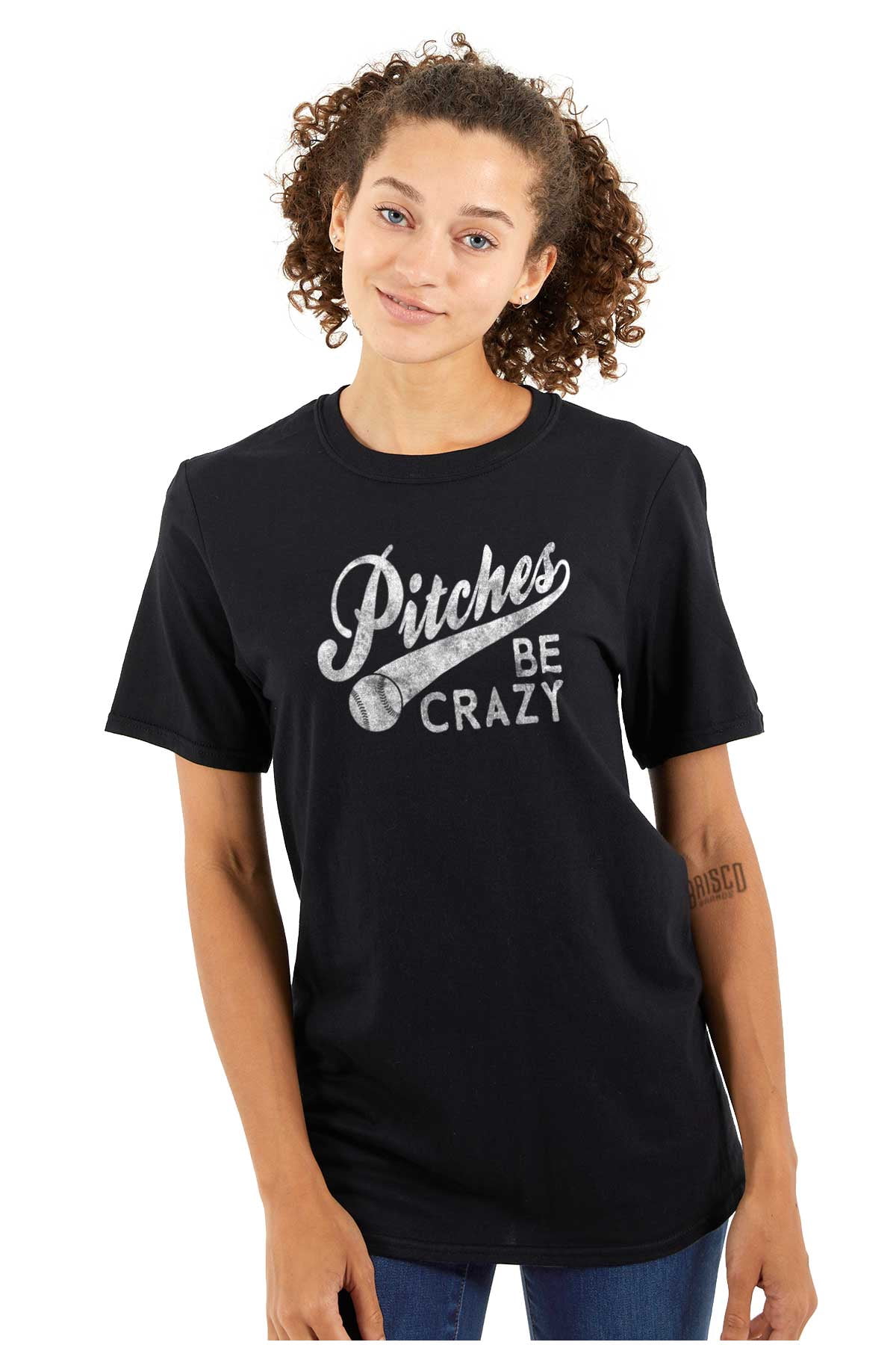 Funny Pitches Be Crazy Baseball Joke Plus Size Crewneck Graphic Tee Shirt Brisco Brands 2X