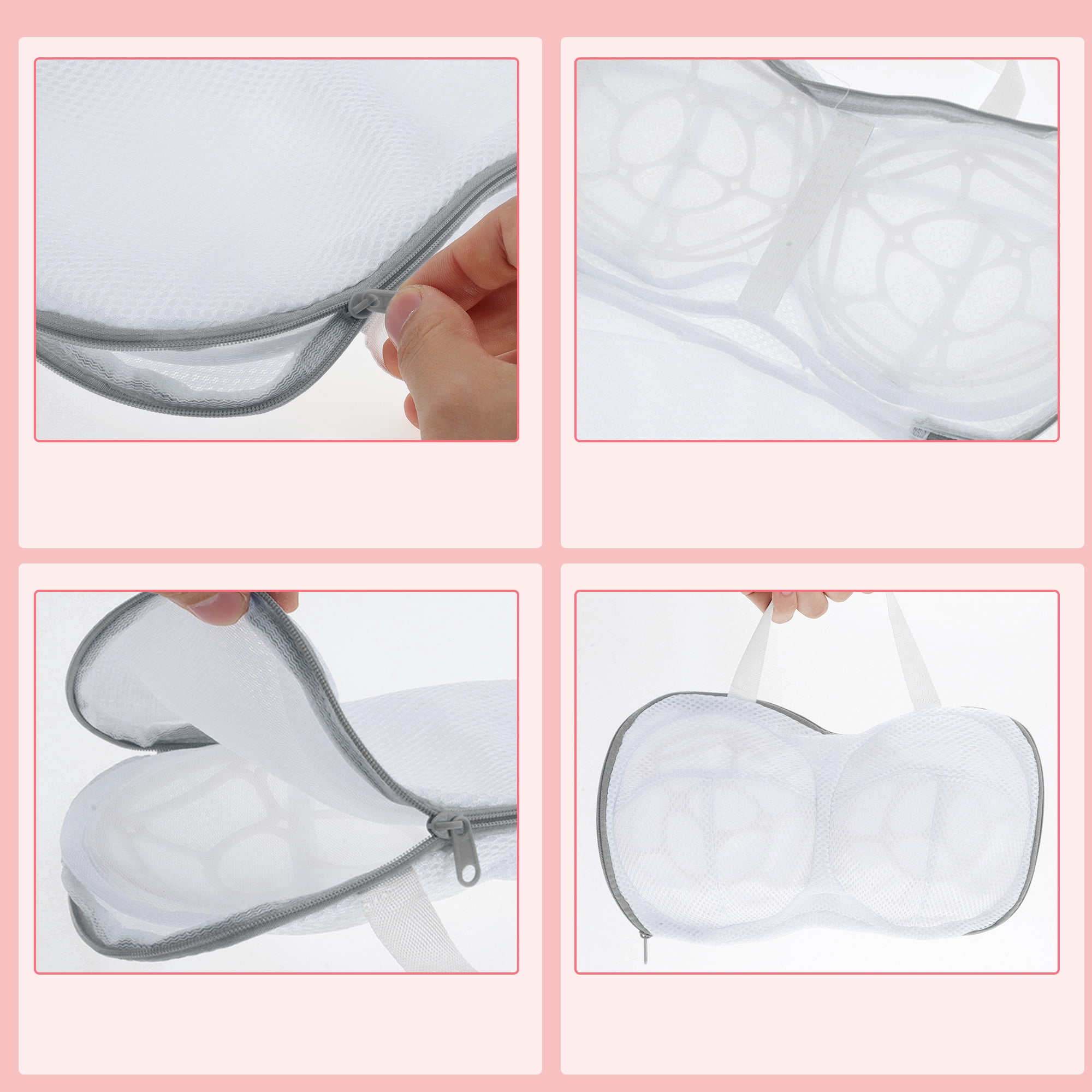 Unique Bargains Mesh Laundry Bags for Delicates with Zipper Closure Grey