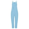 thumbnail image 4 of Jumpsuits for Women Casual V Neck Baggy Rompers Sleeveless Adjustable Spaghetti Strap Overalls with Pockets Clearance Summer Savings Cheap Deals, 4 of 5