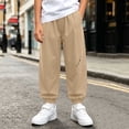 thumbnail image 2 of Nilvkv Boys Joggers, Boys Pants, Letter Print Loose Fit Cuffed Sweatpants with Elastic Waist, suited for Summer Outdoor Wear Beige 7-8 Years, 2 of 6