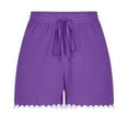 thumbnail image 5 of fatyb Shorts for Womens Drawstring Elastic Waist Lounge Shorts Lace Hem Loose Women's Summer Shorts, 5 of 5