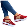 thumbnail image 4 of LSLJS Women's Platform Sandals Ladies Wedge Buckle Sandals Closed Toe Solid Color Round Toe Sandals, 4 of 4
