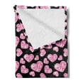thumbnail image 2 of Diamonds Soft Flannel Fleece Throw Blanket, Romantic Pink Heart Stones on Black Background Valentines Day Theme, Cozy Plush for Indoor and Outdoor Use, 50" x 70", Pale Pink Black, by Ambesonne, 2 of 5