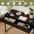 thumbnail image 3 of 44" Industrial Computer Desk with 2-Drawer, Study Writing Desk with Steel Frame for Home Office,Black, 3 of 9